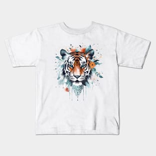 painted color mandala tiger cartoon Kids T-Shirt